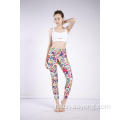 Dames bloemenprint hoge taille hoge elastische legging